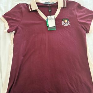 RLX Ralph Lauren Maroon and Cream Polo Shirt PGA 2023 Championship